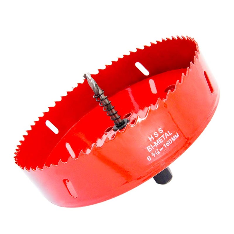 Laiwei Hole Saw 160mm LAIWEI Drill Bit HSS Hole Cutter with Arbor for Wood,PVC Board and Plasterboard(6-2/7") - Image 1
